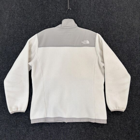 The North Face Denali Fleece Jacket Girls XL White Gray Polartec Full Zip Panels - Picture 3 of 11